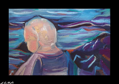 Joel by the Sea by Champlin figurative portrait seascape Maine