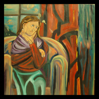 the thinker rural maine female woman figurative portrait by d loren champlin